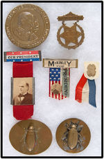 McKINLEY AND HOBART 1896 GROUP OF SEVEN BADGES INCLUDING RARITIES.