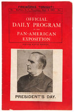 PAN AMERICAN DAILY PROGRAM PAIR WITH HAND INKED NOTATION "McKINLEY SHOT AT 4:07PM..."