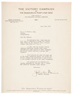 JOHN W. DAVIS TYPED LETTER SIGNED AS GENERAL CHAIRMAN OF 1932 DEMOCRATIC VICTORY COMMITTEE.