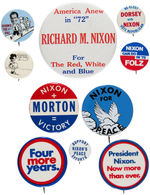 LOT OF TEN 1972 NIXON CAMPAIGN BUTTONS.