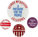 GROUP OF FOUR SCARCE LOCALLY ISSUED McGOVERN CAMPAIGN BUTTONS.