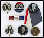 SEVEN COOLIDGE ITEMS INCLUDING TWO JUGATES AND TRIGATE COATTAIL.