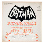 "BATMAN THEME" COMPACT LP JUKEBOX ONLY RECORD IN CARDBOARD SLEEVE.