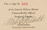 TRUMAN-BARKLEY 1949 LIMITED EDITION INAUGURATION BOOK PLUS EXTRAS.