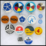 GROUP OF 16 SCARCE NDC NEW PARTY BUTTONS FROM THE MARSHALL LEVIN COLLECTION.