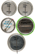 GROUP OF FIVE ANTI-REAGAN GOVENOR BUTTONS FROM THE MARSHALL LEVIN COLLECTION.