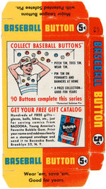 “BASEBALL BUTTON PLUS CANDY COATED BUBBLE GUM” ORIGINAL CARDBOARD BOX.