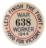 FOOD WORKERS SERIALLY NUMBERED BUTTON.