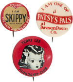 THREE DOLL BUTTONS INCLUDING PATSY AND TERRI LEE RARITIES.