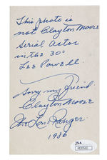 LONE RANGER CLAYTON MOORE SIGNED EXHIBIT CARD.