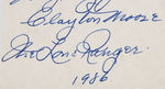 LONE RANGER CLAYTON MOORE SIGNED EXHIBIT CARD.