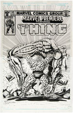 "MARVEL PREMIERE" #55 COMIC BOOK COVER RECREATION ORIGINAL ART FEATURING THE THING.