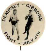 “DEMPSEY-GIBBONS FIGHT-JULY 4TH” REAL PHOTO BUTTON.