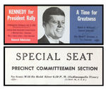 JFK “SPECIAL SEAT” TICKET FOR INDIANAPOLIS RALLY