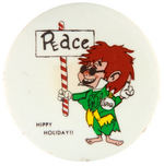 McGOVERN BUTTON WITH KISSINGER QUOTATION PLUS "HIPPY HOLIDAY/PEACE" BUTTON.