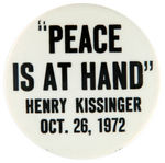 McGOVERN BUTTON WITH KISSINGER QUOTATION PLUS "HIPPY HOLIDAY/PEACE" BUTTON.