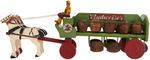 "BUDWEISER" HORSE-DRAWN BEER WAGON PULL TOY.