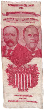 PARKER JUGATE & TEDDY ROOSEVELT ST. LOUIS 1904 WOVEN EXPO RIBBONS BY SAME MAKER.
