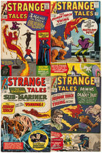 STRANGE TALES WITH HUMAN TORCH, THE THING AND DR. STRANGE LOT OF NINE COMICS.