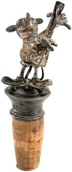 MICKEY MOUSE FIGURAL SOLID SILVER BOTTLE STOPPER.