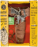 "MATTEL SHOOTIN' SHELL GUNFIGHTER HOLSTER SET."