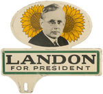 "LANDON FOR PRESIDENT" LICENSE PLATE ATTACHMENT.