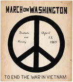 SDS BUTTON AND HAND MADE POSTER FOR ANTI-VIETNAM MARCH IN 1965.