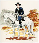 HOPALONG CASSIDY COMIC STRIP ARTIST DAN SPIEGLE FULL COLOR SPECIALTY ORIGINAL ART- HOPPY ON TOPPER.