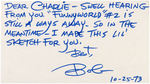 WARNER BROTHERS ANIMATOR & “BEANY AND CECIL” CREATOR BOB CLAMPETT HANDWRITTEN SIGNED TRIO.