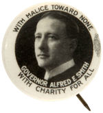 SCARCE "GOVERNOR ALFRED E. SMITH" SLOGAN BUTTON.