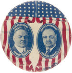 "FOR PRESIDENT HERBERT HOOVER/FOR VICE PRESIDENT CHARLES CURTIS" LARGE LITHO TIN JUGATE.