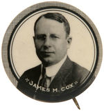 "JAMES M. COX" 1.25" REAL PHOTO BUTTON.