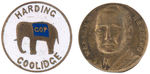 "WARREN G. HARDING" AND "HARDING/COOLIDGE/GOP" PAIR OF SCARCE LAPEL STUDS.