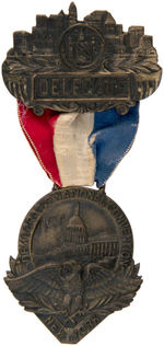 "DELEGATE" RIBBON BADGE FOR "1924 DEMOCRATIC NATIONAL CONVENTION" WHICH NOMINATED DAVIS.