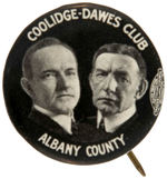 "COOLIDGE-DAWES CLUB/ALBANY COUNTY" JUGATE FROM NEW YORK STATE.