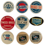 NINE EARLY CAR BUTTONS INCLUDING RARITIES.