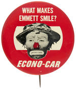 ADVERTISING BUTTON FEATURING FAMOUS CLOWN EMMETT KELLY.