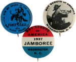 BOY SCOUTS THREE SCARCE 1930s BUTTONS.