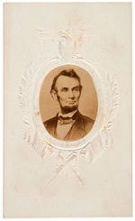 OUTSTANDING LINCOLN CARTE DE VISITE WITH LARGE OVAL PHOTO C. 1864.