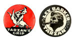 TARZAN PAIR OF GRAPHIC BUTTONS FROM AUSTRALIA.