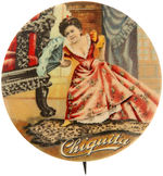 OUSTANDING LARGE FULL COLOR BUTTON FOR “CHIQUITA”, FAMOUS CUBAN MIDGET C. 1901 PAN-AM EXPO.