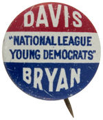 "DAVIS/BRYAN" RARE SLOGAN BUTTON UNLISTED IN HAKE.