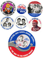 GROUP OF SEVEN CLINTON BUTTONS.