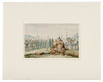 GEORGE CRUIKSHANK KING FALSTAFF ON BATTLEFIELD ORIGINAL WATERCOLOR PAINTING.