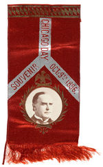 McKINLEY "CHICAGO DAY" 1896 RIBBON WITH REAL PHOTO.