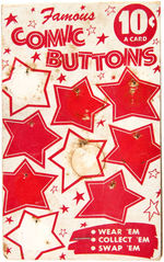 ORIGINAL STORE DISPLAY CARD THAT HELD NINE COMIC TOG BUTTONS.