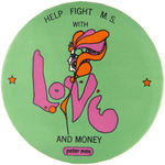 PETER MAX RARE “LOVE AND MONEY” FUND RAISER BUTTON.