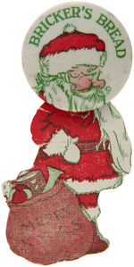 "BRICKER'S BREAD" SANTA BUTTON WITH FABRIC BODY BELOW.