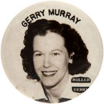 FAMOUS STAR OF 1950s "ROLLER DERBY/GERRY MURRAY" REAL PHOTO BUTTON.