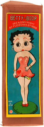 "BETTY BOOP" CELLULOID NODDER WITH BOX LID/LABEL.